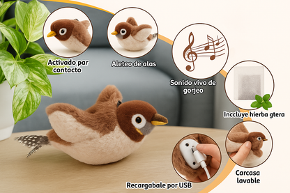 Pájaro Interactivo para Gatos – Sonido, Movimiento y Catnip