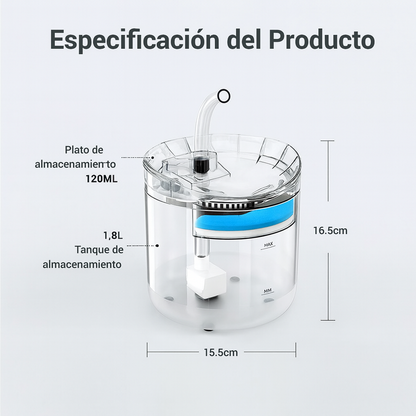 Bebedero Automático para Mascotas Petdreams™ | Fuente de Agua Silenciosa y 1.8L de Capacidad