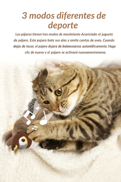 Pájaro Interactivo para Gatos – Sonido, Movimiento y Catnip