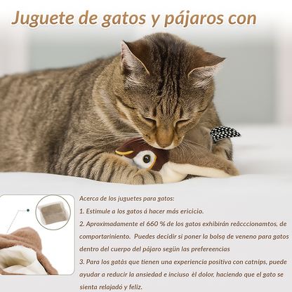 Pájaro Interactivo para Gatos – Sonido, Movimiento y Catnip