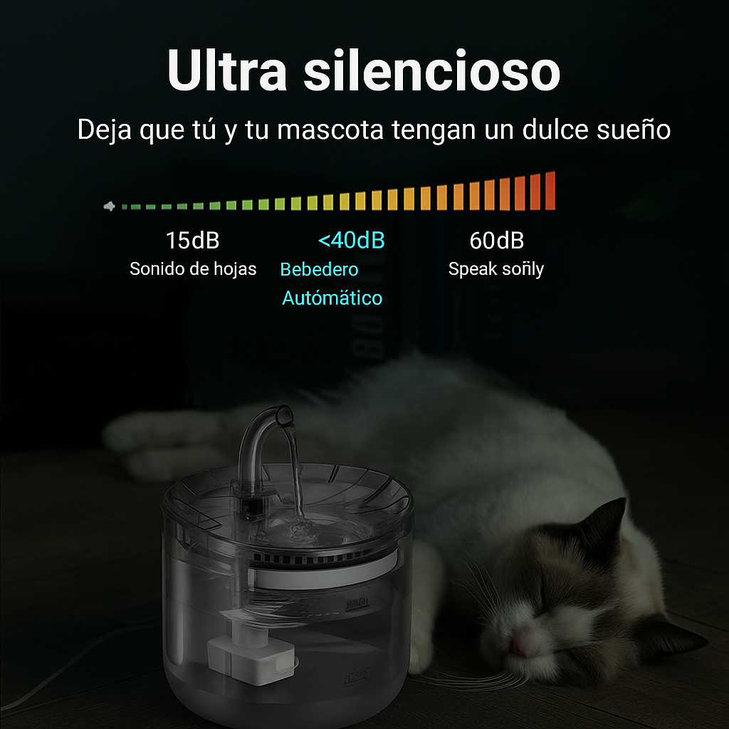 Bebedero Automático para Mascotas Petdreams™ | Fuente de Agua Silenciosa y 1.8L de Capacidad