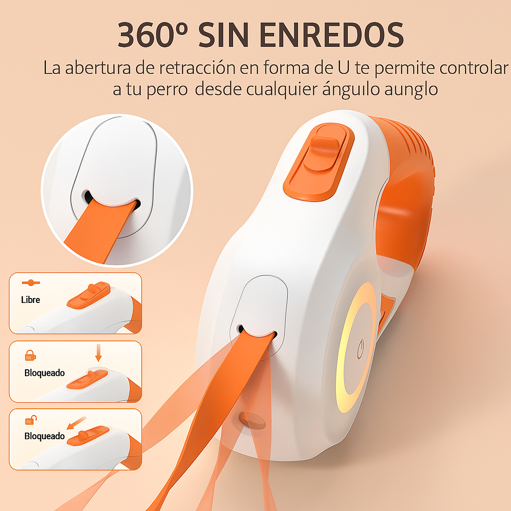Correa Retráctil Automática con Luz para Pasear Perros