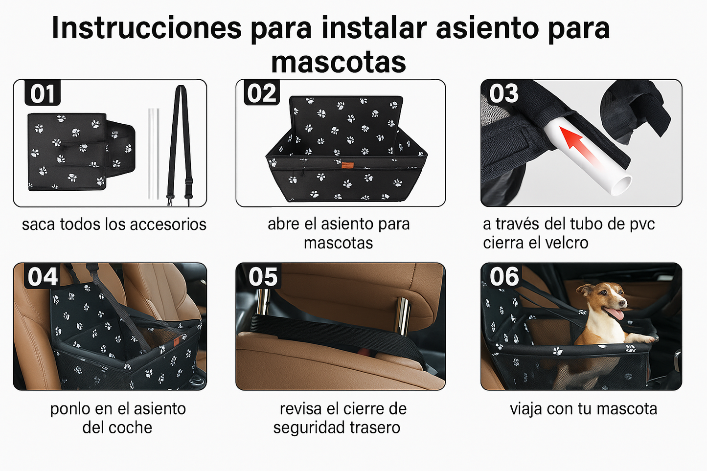 Asiento de coche antisuciedad y comodidad para mascotas