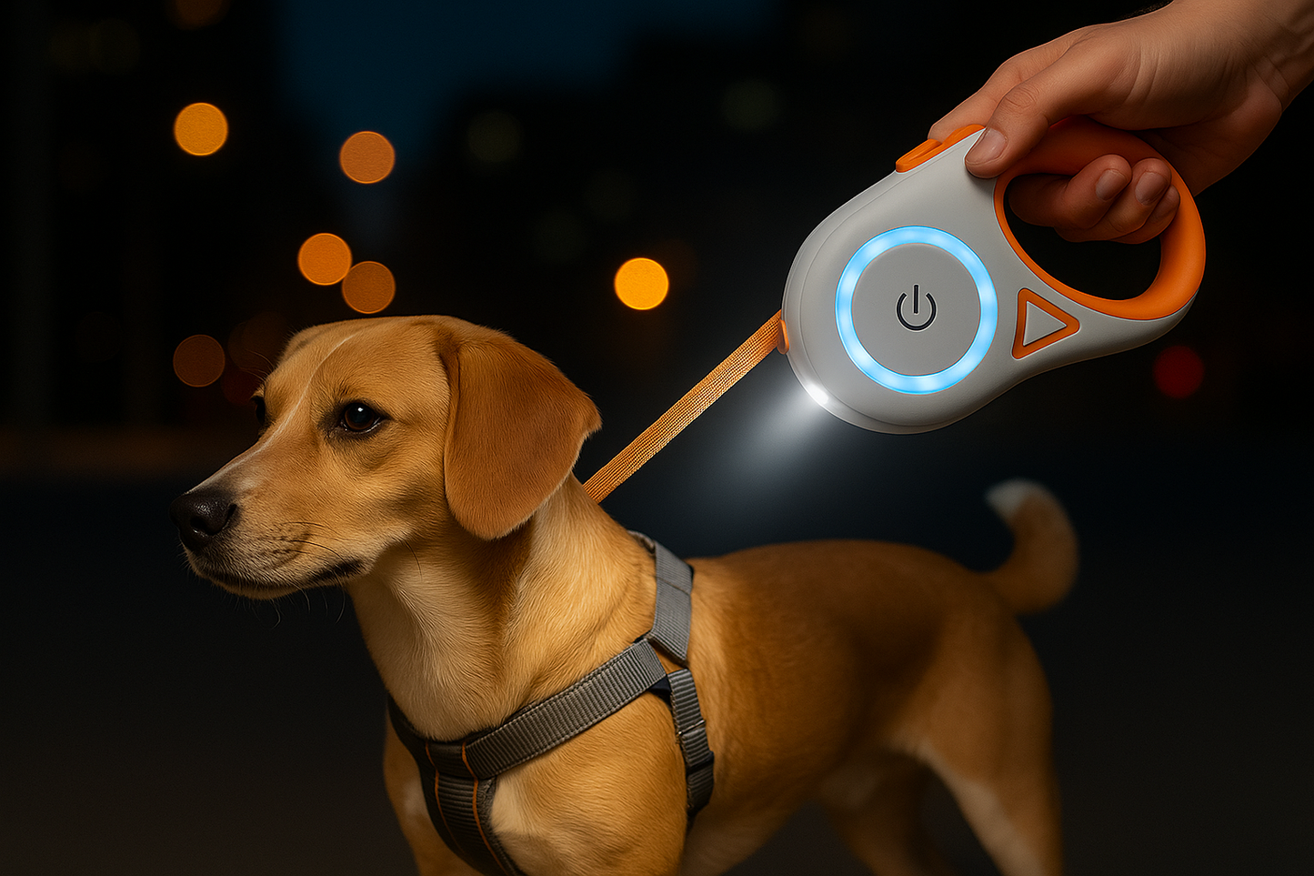 Correa Retráctil Automática con Luz para Pasear Perros